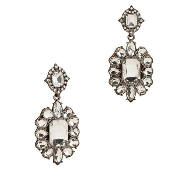 Chico's Crystal Glass Drop Chandelier Bold Glamour High End Earrings Bling - Picture 3 of 4